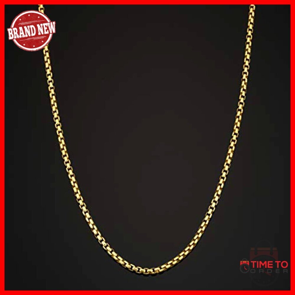 14k Gold Filled Box Chain Necklace 2.5mm Unisex Lobster Clasp 18in - Picture 3 of 7